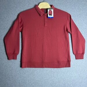 NWT Mondetta Women's‎ Light Red Long Sleeve Collared Pullover Size Large